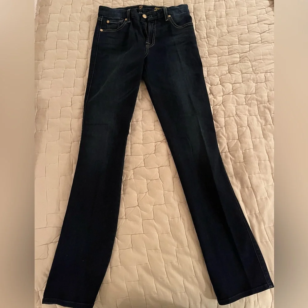 7 For All Mankind Kimmie Straight Leg Jeans - Deep Indigo - Picture 3 of 5